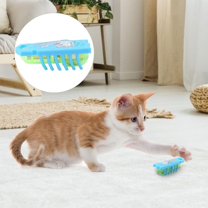 Mini Kat Interactief Speelgoed Snel Bewegende Micro Elektrische Kever voor Huisdieren Spelen Springen(Blauw) Blue blue