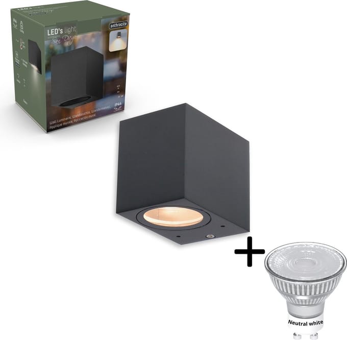 Proventa® Ambiance LED Muurlamp met koel wit licht - Binnen & Buiten - Antraciet