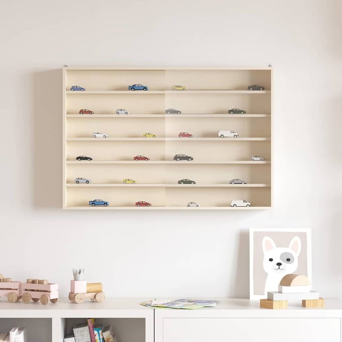 vidaXL - Wanddisplaykast - met - plank - Beige - 80 - x - 8,5 - x - 54 - cm - Multiplex