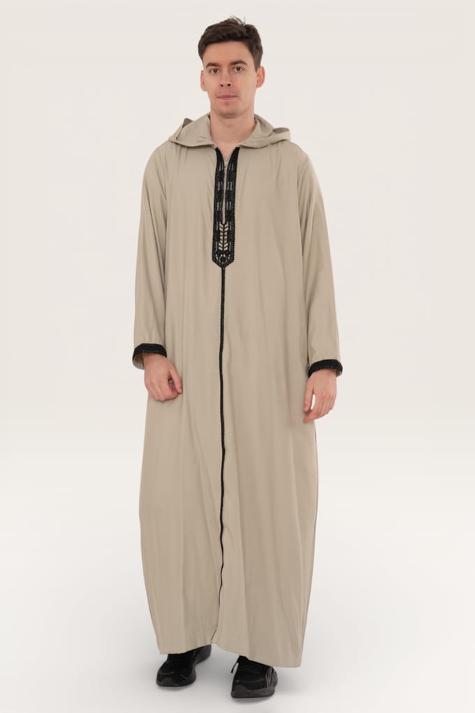 Heren grijze Eid Marokkaanse Thobe Robe Djellaba Gandoura Ramadan Jubba LFS-HM3