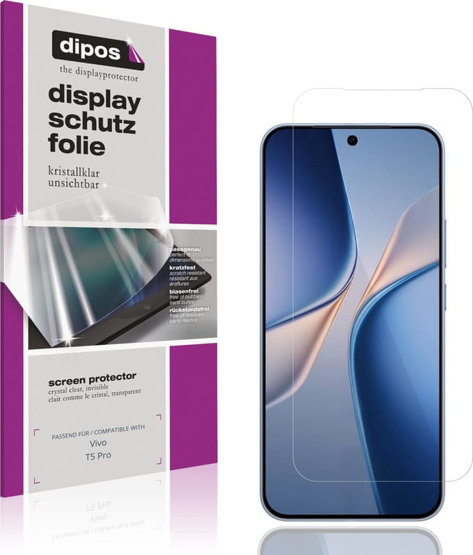 dipos – 4x Beschermfolie geschikt voor Vivo T5 Pro | Krasbestendige & heldere Screenprotector Ultra-Thin