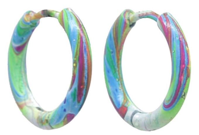 Roestvrijstalen oorringen Tie Dye 1.2 cm