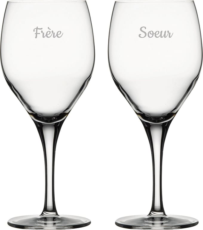 Rode wijnglas gegraveerd - 42,5cl - Frere & Soeur
