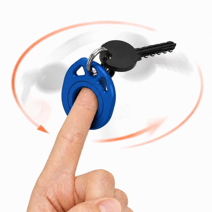 Alvora draaiende sleutelhangers - Set van 3 - Mechanische sleutelhanger met handmatig draaibaar onderdeel - Kunststof - Blauw