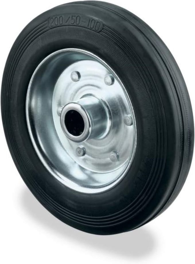 Wiel Ø 200/50mm 205kg rubber zwart