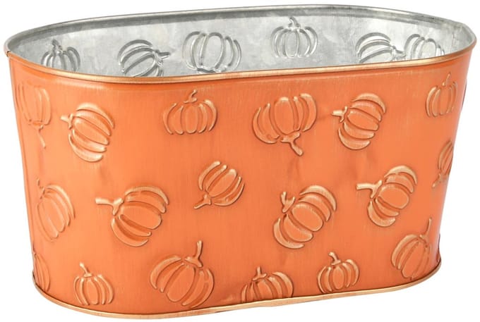 Dekoratief | Bakje ovaal 'Pumpkin Patch', oranje, metaal, 23x14x12cm | A255900