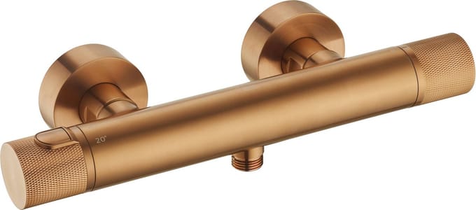 Ben engraved Cross Thermostatische Douchekraan - 15 cm - Koper - Thermostaatkraan