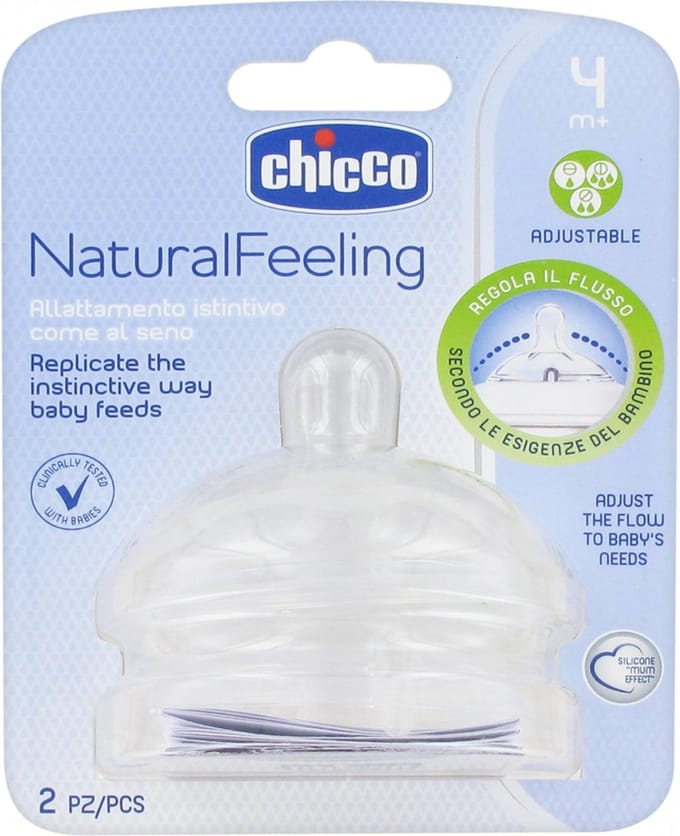 Chicco Fopspeen 4m+ Recht Siliconen Transparant 2 Stuks