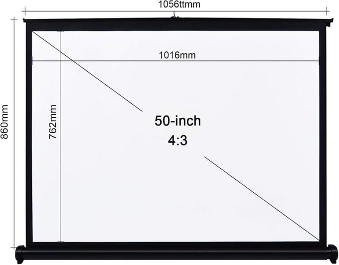 Projectiescherm Opvouwbaar - Draagbaar Scherm - Thuisbioscoop Creëren - Stevige Aluminium Beugel - 50 Inch - Wit