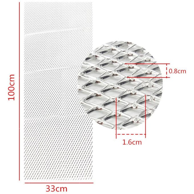 Filet de calandre en aluminium de Style losange argenté de 40  x 13 , maille de 8mm x 16mm white