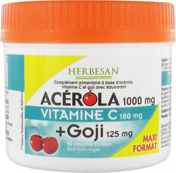Herbesan Acerola 1000 mg Vitamine C 180 mg + Goji 125 mg 90 Tabletten