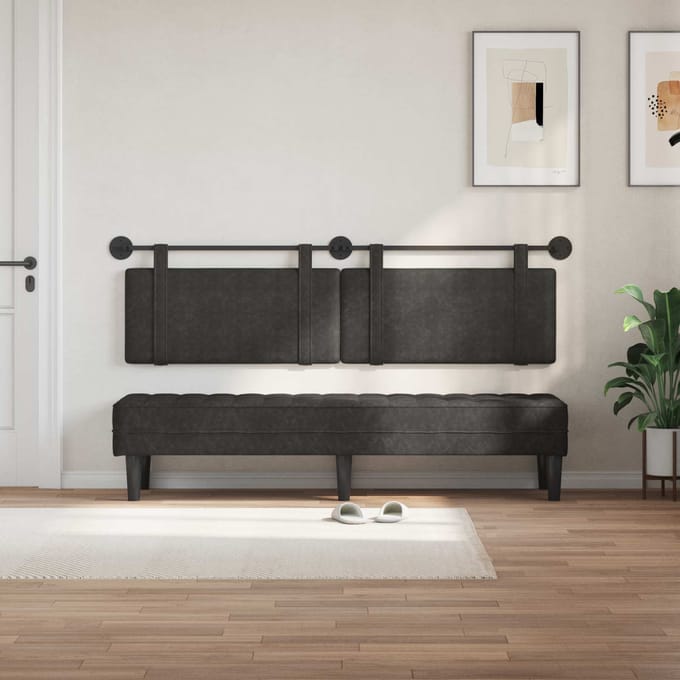 vidaXL - Hangend - hoofdbord - Zwart - Antiek - PU