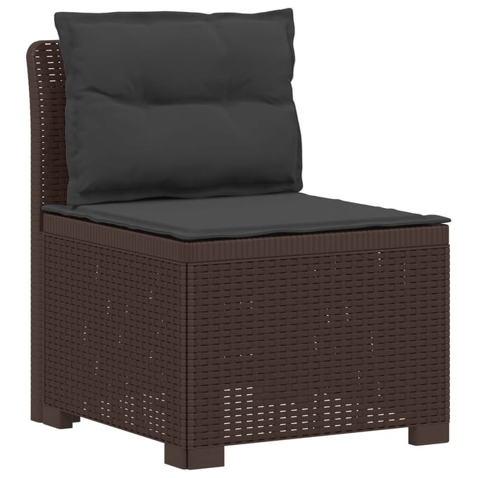 vidaXL - 4-Persoons - Tuin - Sofa - met - Kussens - Rattan - Look - PP - Bruin