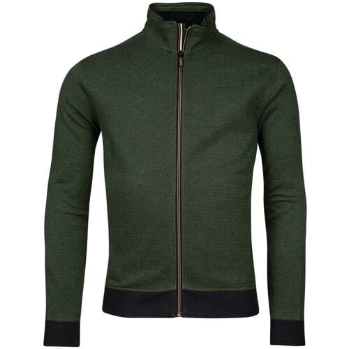 Baileys Vest Yarn Dyed Jacquard Doubleface Interlock Sweat Cardigan Zip Grasgroen / male