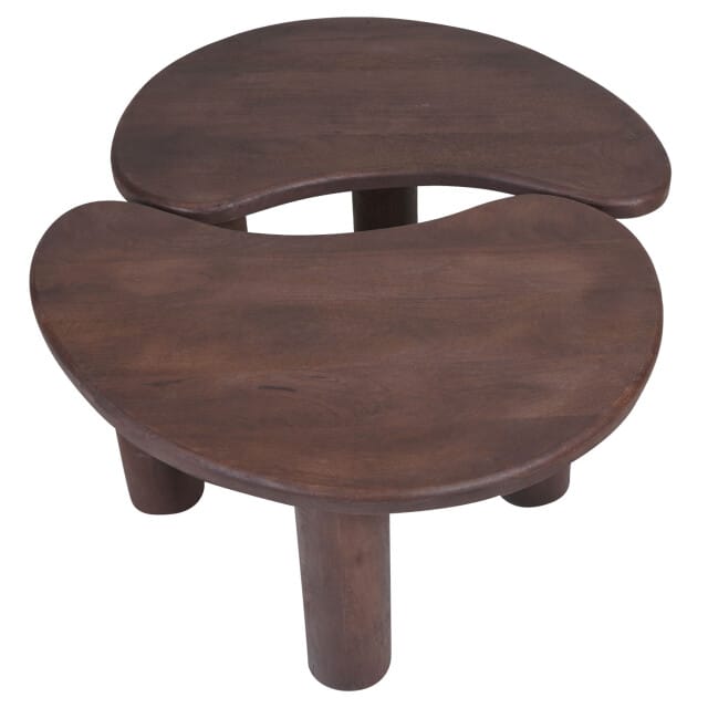 Salontafel Lina - Espresso Mangohout - Set van 2 - Organisch - Japandi