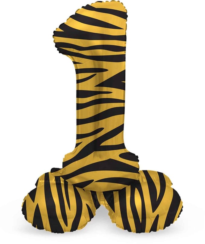 Staande Folieballon Cijfer 1 Tiger Chic - 72 cm