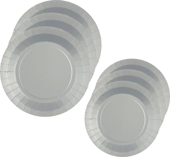 Santex Feest/verjaardag borden set - 40x stuks - zilver - 17 cm en 22 cm