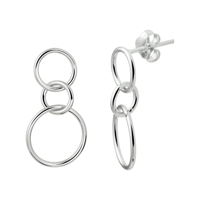 Glams oorhangers rondjes - 12 mm - Zilver