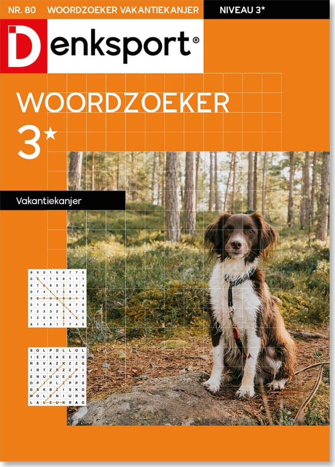 Denksport Puzzelboek Woordzoeker 3* vakantiekanjer, editie 80