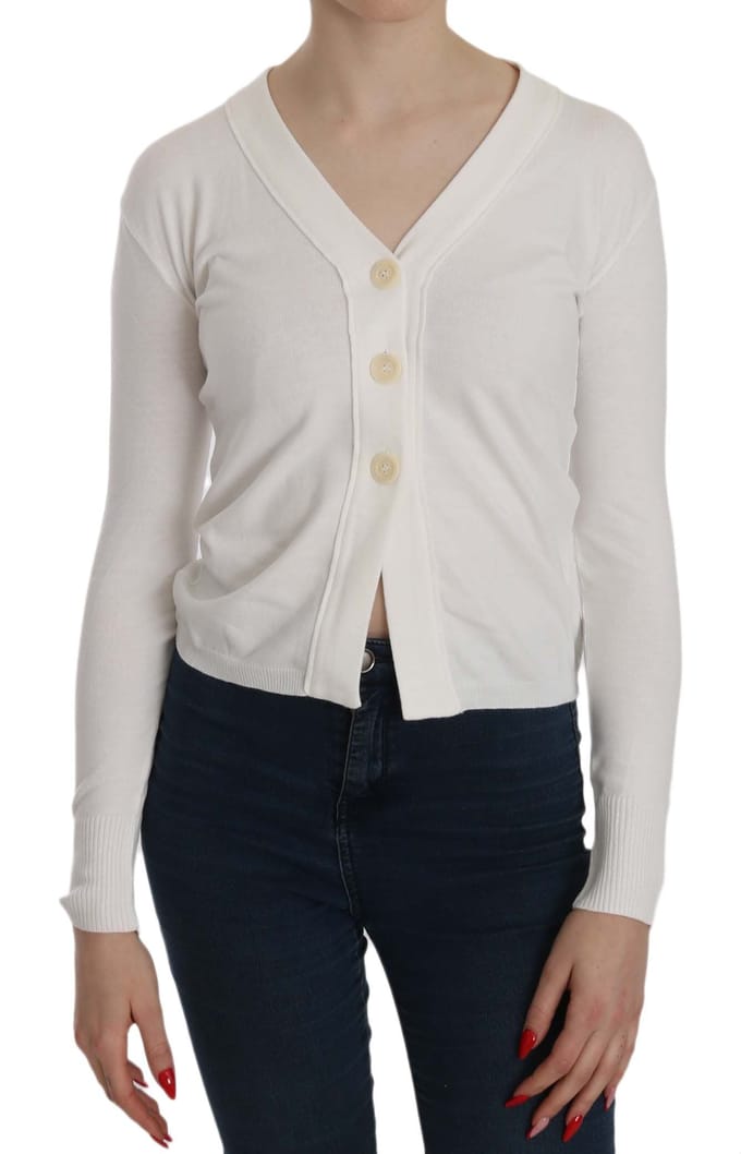 BYBLOS Witte V-hals Lange Mouwen Korte Cardigan Tops Trui