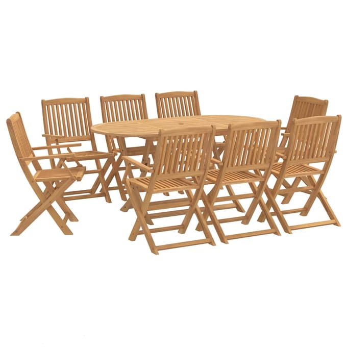 vidaXL - 9-delige - Tuinset - massief - acaciahout