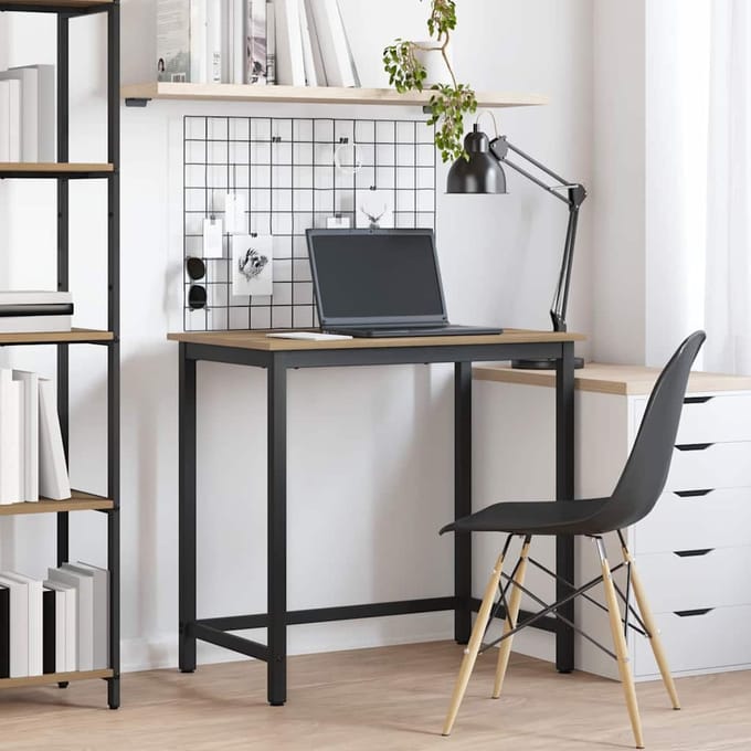 vidaXL - Tafel - Artisan - Eiken - Engineered - hout - en - staal - 100 - x - 50 - x - 76,5 - cm