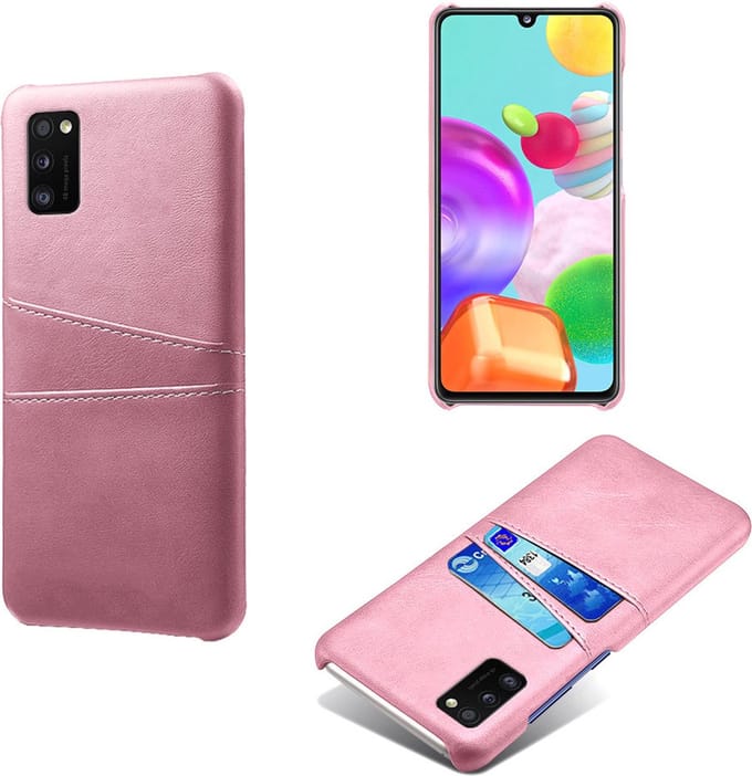 Back Cover met Opbergvakjes + PMMA Screenprotector voor Galaxy A41 _ Roze Goud