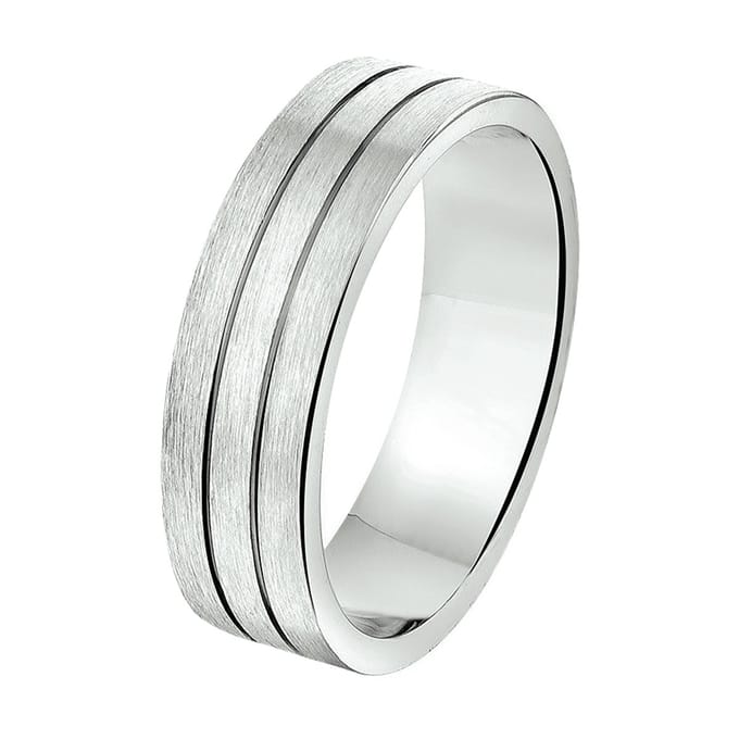 Zilver Gerhodineerde Ring A207 - 6 mm - zonder cz 1315243 20.00 mm (63)