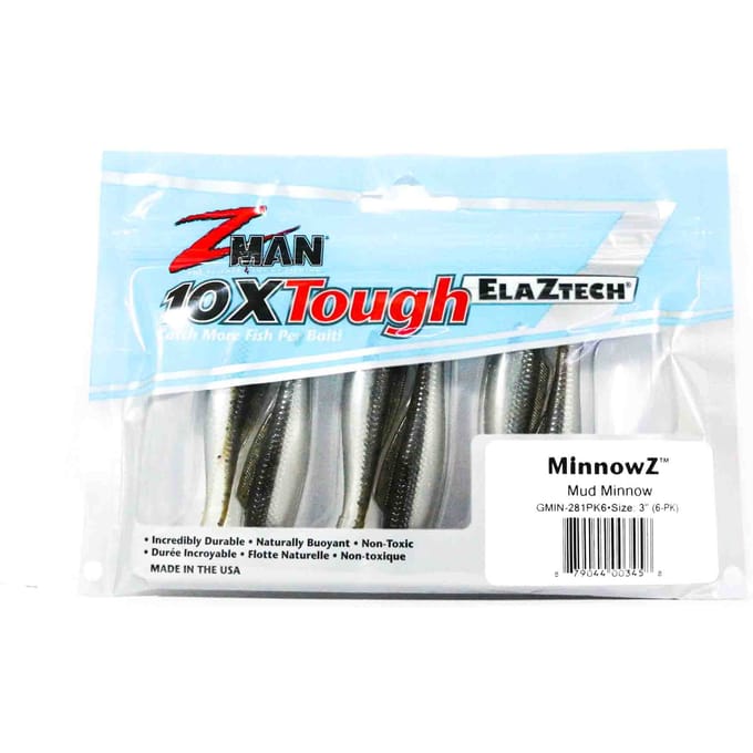 Zman Soft Lure MinnowZ 3 Inch 6/Pack Mud Minnow (3458) white