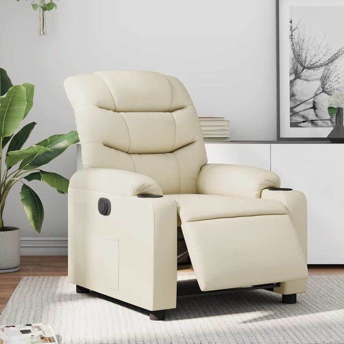 vidaXL - Fauteuil - elektrisch - verstelbaar - kunstleer - crèmekleurig