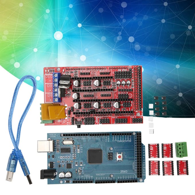 3D Printer Set voor Mega 2560 R3 A4988 Stappenmotoraanstuurmodule Gedrukte Circuitkaart gray