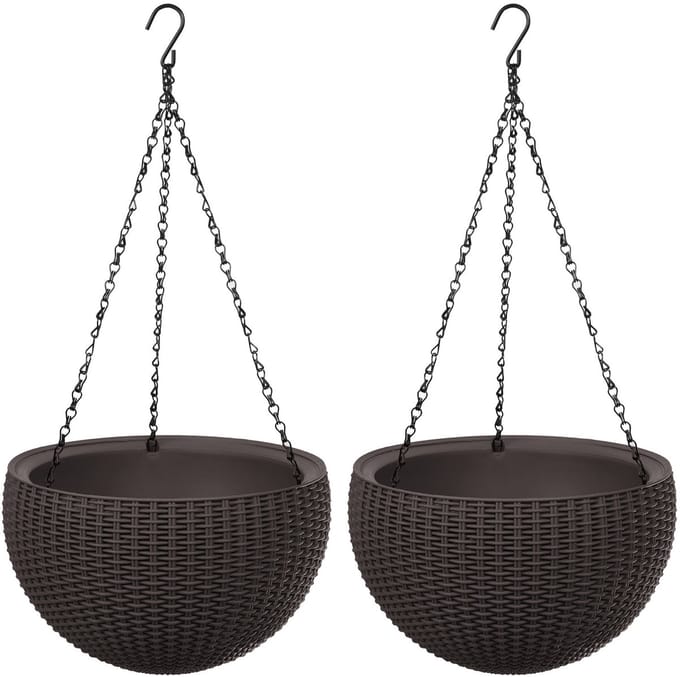 Keter Sphere - Set van 2 stuks Hangende bloempot - Hangpot - Bruin