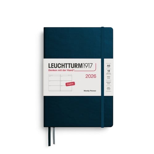 Leuchtturm1917 agenda 2026 1 week per 2 pagina's, hardcover, medium a5, deep sea