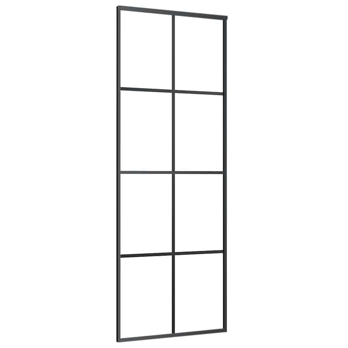 vidaXL - Schuifdeur - 76x205 - cm - ESG-glas - en - aluminium - zwart