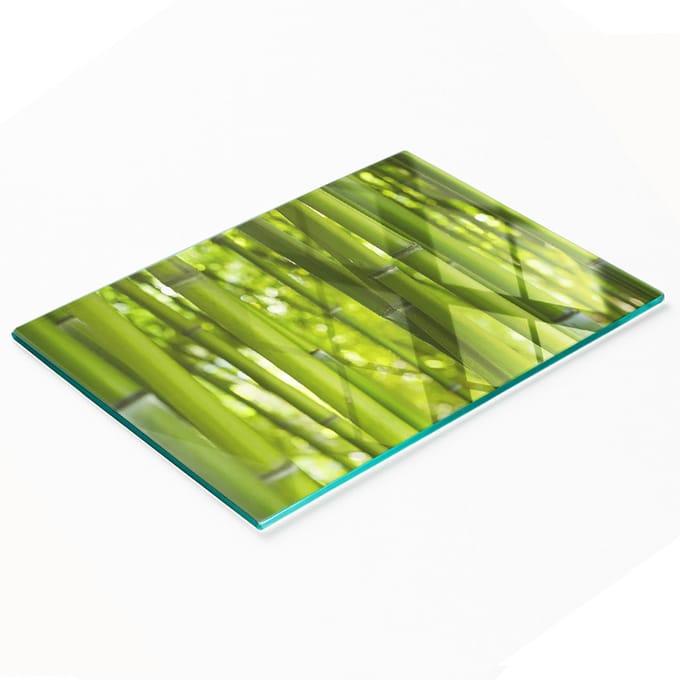 Decoratieve snij- en serveerplank van glas en bamboe, 80x52 cm