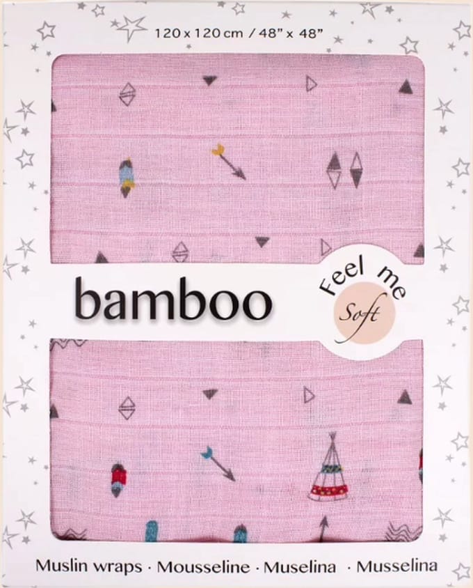 Interbaby Wikkeldeken Tipi Junior 120 X 120 Cm Katoen Roze