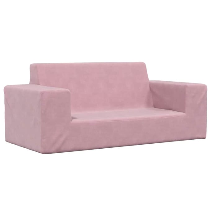 vidaXL - Kinderbank - 2-zits - zacht - pluche - roze