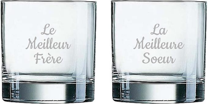 Whiskeyglas gegraveerd - 38cl - Le Meilleur Frère & La Meilleure Soeur