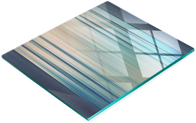 Glazen keukensnijplank met blauwe strepen, 60x52 cm