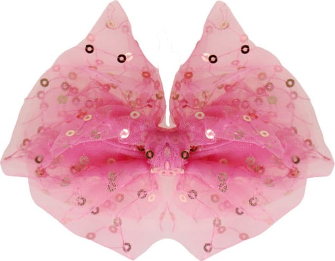 Haarclip met organza strik donkerroze - 14 cm