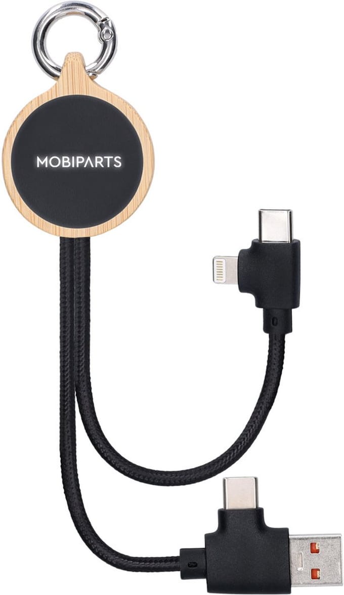 Mobiparts USB-A / USB-C naar Apple Lightning / USB-C Kabel 0.2 Meter - Zwart