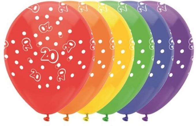 Ballonnen 20 jaar - 6 stuks - Lucht en Helium vulling
