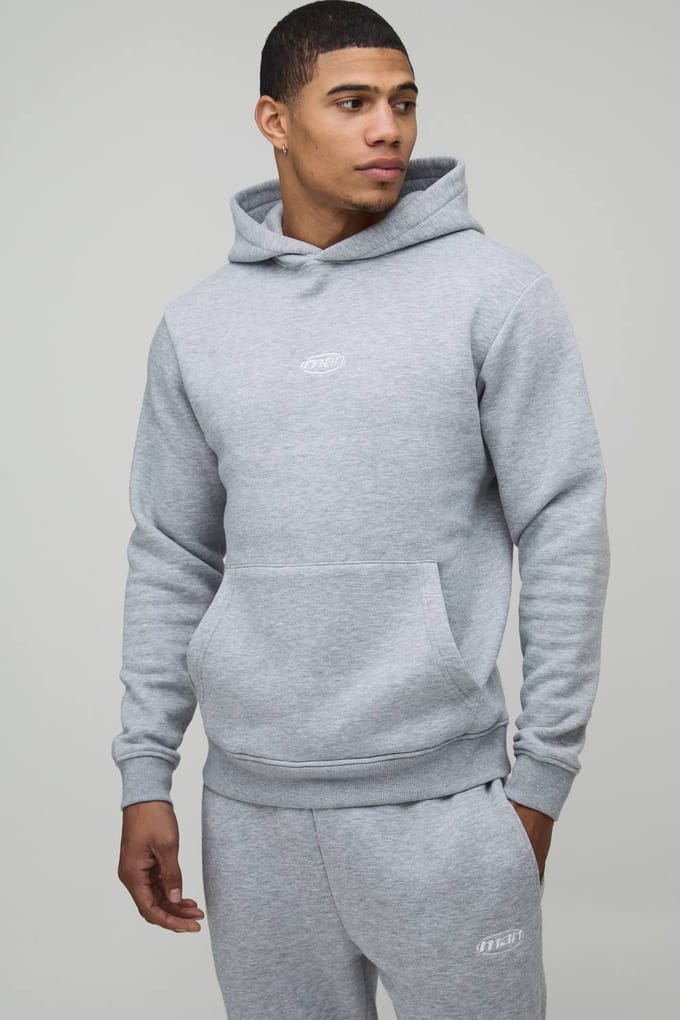 Slanke Pasvorm Heren Sport Trainingspak Met Capuchon | Grey Marl | Size Medium