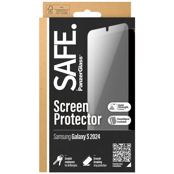 PanzerGlass Screenprotector geschikt voor Samsung Galaxy S24 Glazen | PanzerGlass SAFE Screenprotector - Case Friendly
