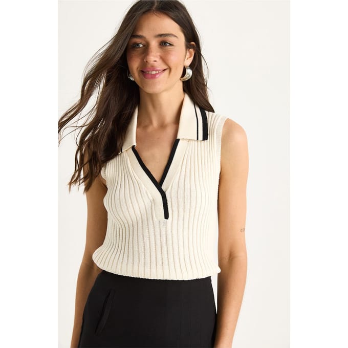 Slim Fit V-hals Blouse met Knoopjes