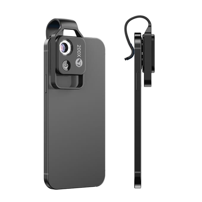Professionele Digitale 200X Microscoop Lens Mobiele LED Gidslicht Lamp Micro Zak SuperMacro Lens voor iPhone Samsung telefoons gray