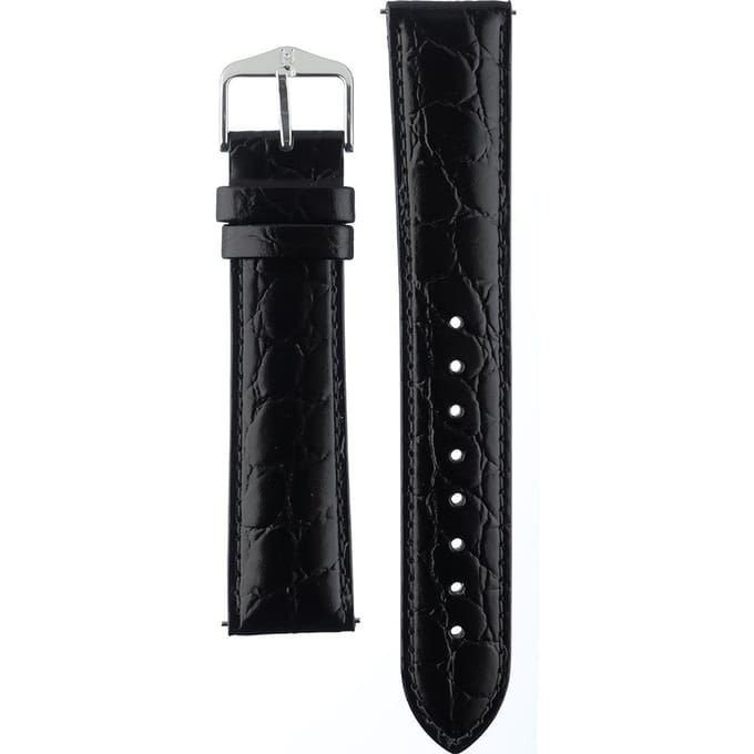 Hirsh Horlogeband -  Crocograin Zwart - Leer - 20mm