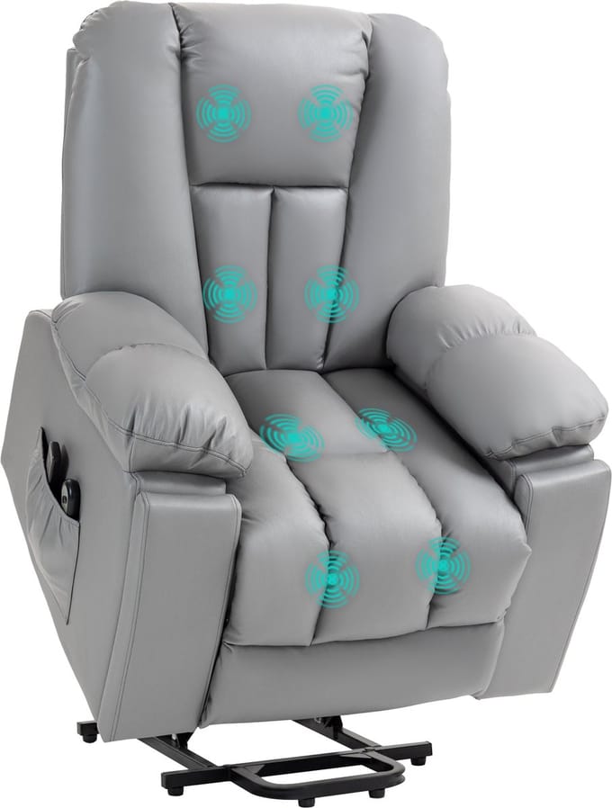 HOMCOM relaxfauteuil - afstandsbediening - zijvakken - grijs