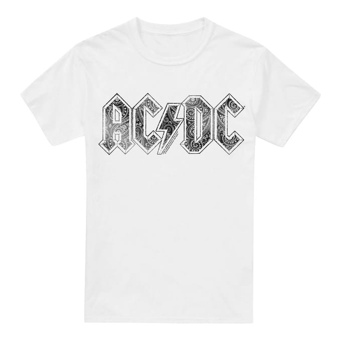 AC/DC Heren Paisley Logo T-Shirt (Wit)