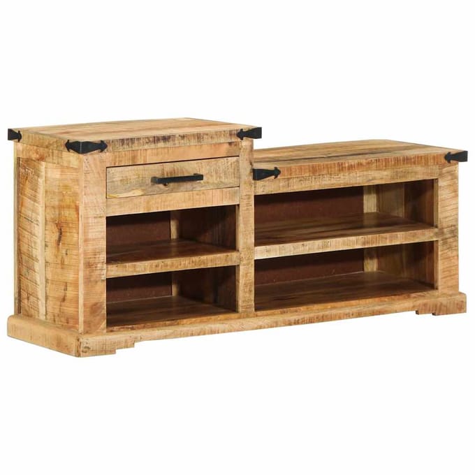 vidaXL - Bank - Bruin - 110 - x - 35 - x - 50 - cm - Ruw - Mango